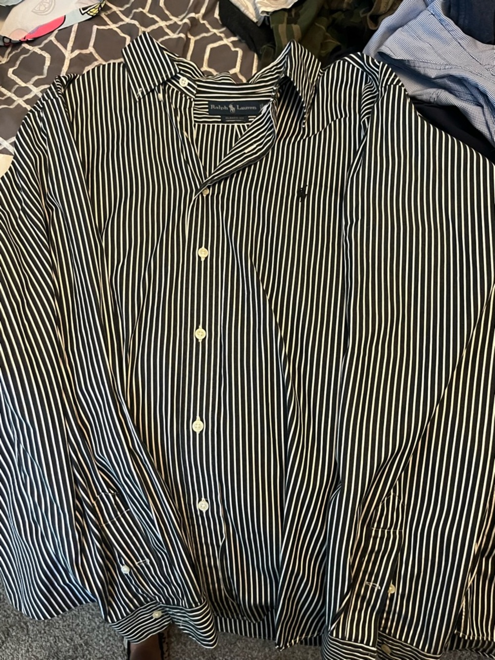 Polo by Ralph Lauren Black and White Striped Dress Shirt